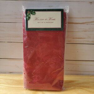 Holiday At Home Set Of 4 Red Jacquard Napkins Festive Dinner Table Décor New NIP